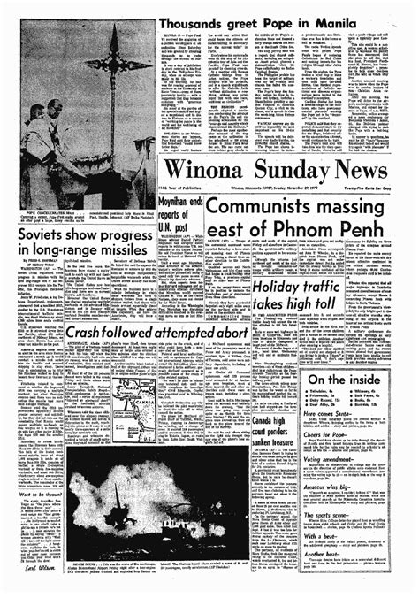 Find Winona Daily News Obituaries and death notices from Winona, MN funeral homes and newspapers. Discover the latest obits this week, including today's. 